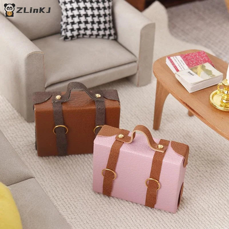 ▶1:12 Dollhouse Miniature Briefcase Suitcase Model Decor Toy Doll House Accessories Zpaxo