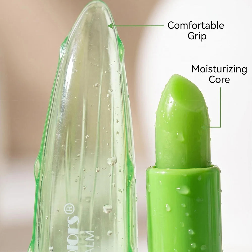1PC Aloe Vera Gel Lipstick Warming-Changing Waterproof Jelly Lip Stick Moisturizing Nourishing Lip Balm Hydration Lips Cosmetics Zpaxo