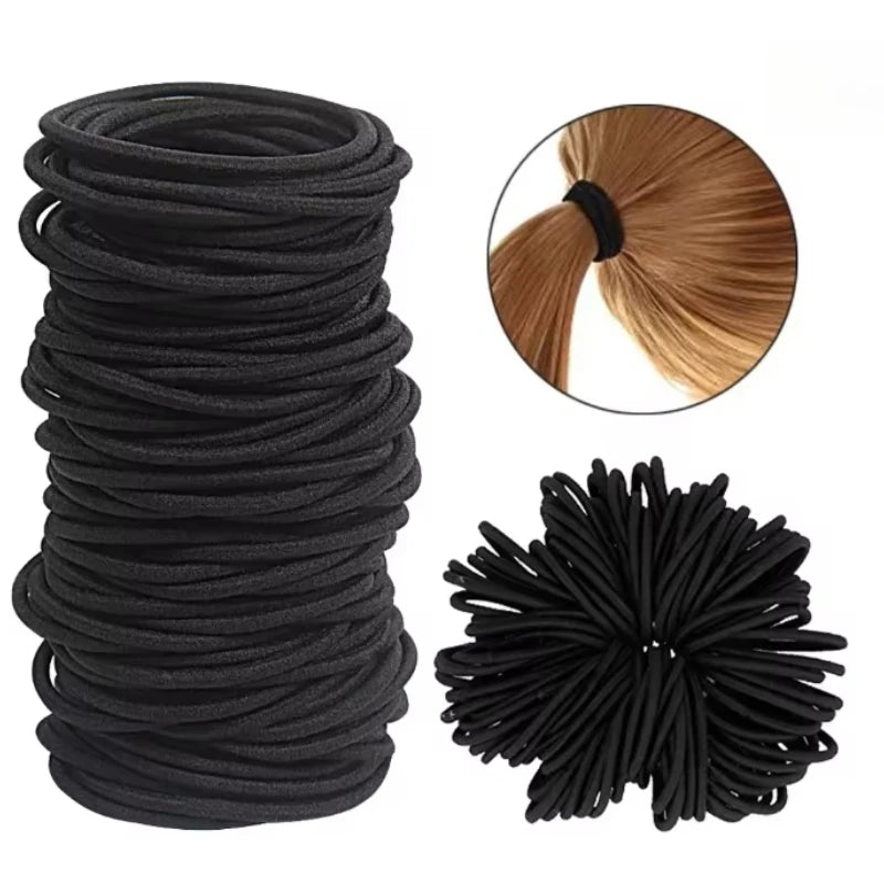 50/100pcs 3MM Black Small Hair Ties Elastic Hair Ties Ring Ponytail Holders for DIY Women Man Thick Curly Headband Accessories Zpaxo