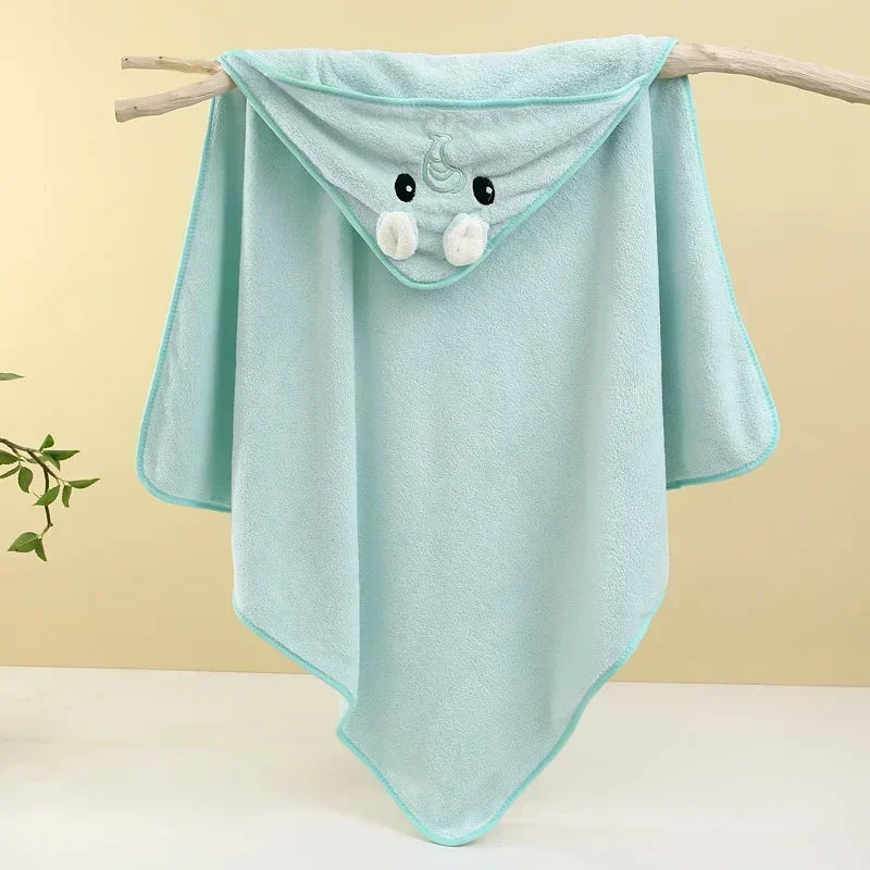 Soft Hooded Baby Bath Towel – Newborn Swaddle Wrap Blanket Hooded Baby Towel Zpaxo Blue 80x80cm