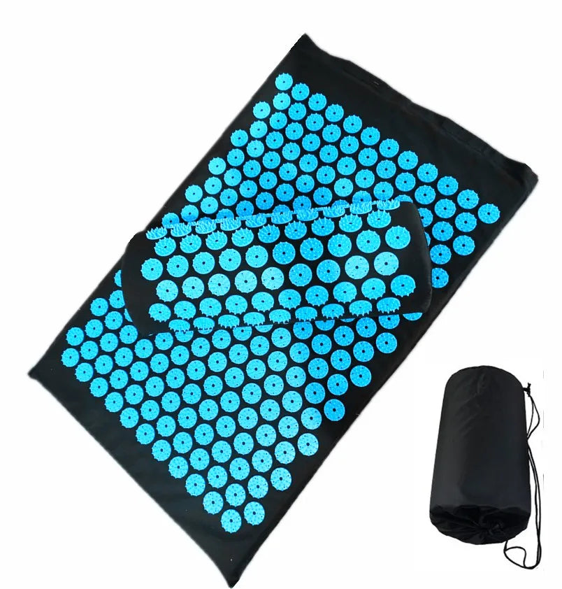 Massager Mat Shakti Mat Massage Yoga Mat Acupressure Relieve Stress Back Body Pain Spike Mat Acupuncture Massage Cushion Zpaxo black blue