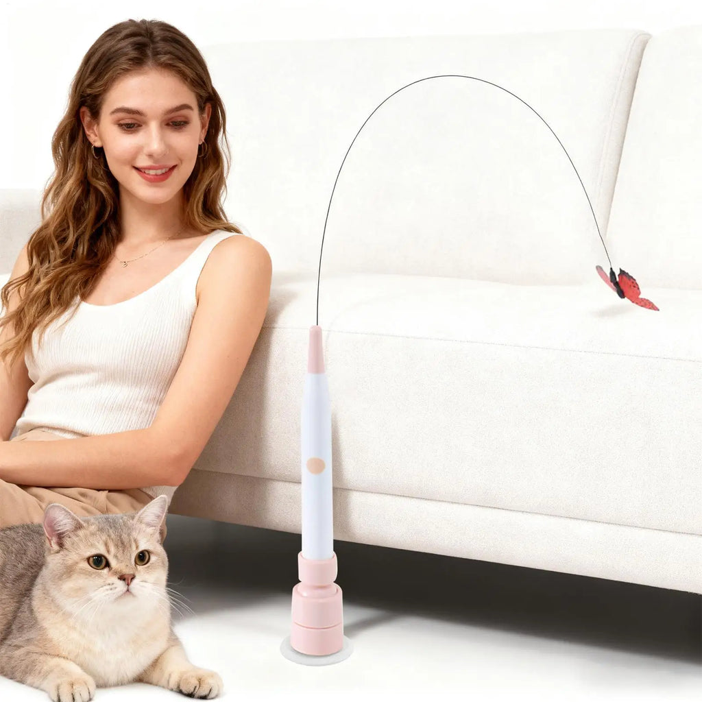 Interactive Toys for Cats Detachable 2-Mode Pet Exercise Teaser Stick Electric Cats Teaser Wand Toys for Small Medium Large Zpaxo