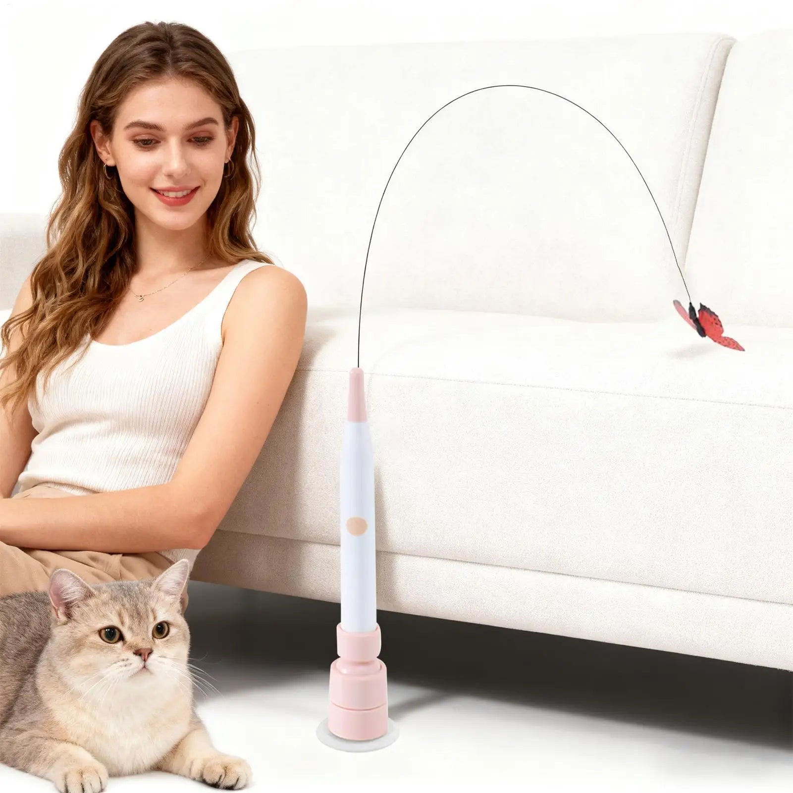 Interactive Toys for Cats Detachable 2-Mode Pet Exercise Teaser Stick Electric Cats Teaser Wand Toys for Small Medium Large Zpaxo