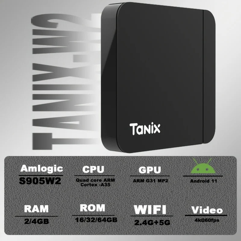 Tanix W2 TV Box Android11 Amlogic S905W2 2G16G Support 3D AV1 BT Wifi Zpaxo