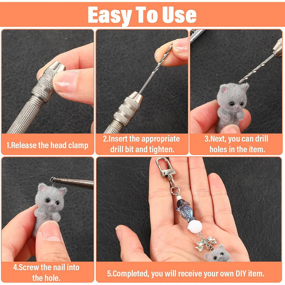 Pin Vise Hand Drill for Resin Casting Molds Single Head Hand Twisted Drill with 10Pcs Drill Bits (0.8-3 mm) for Jewelry Making Zpaxo