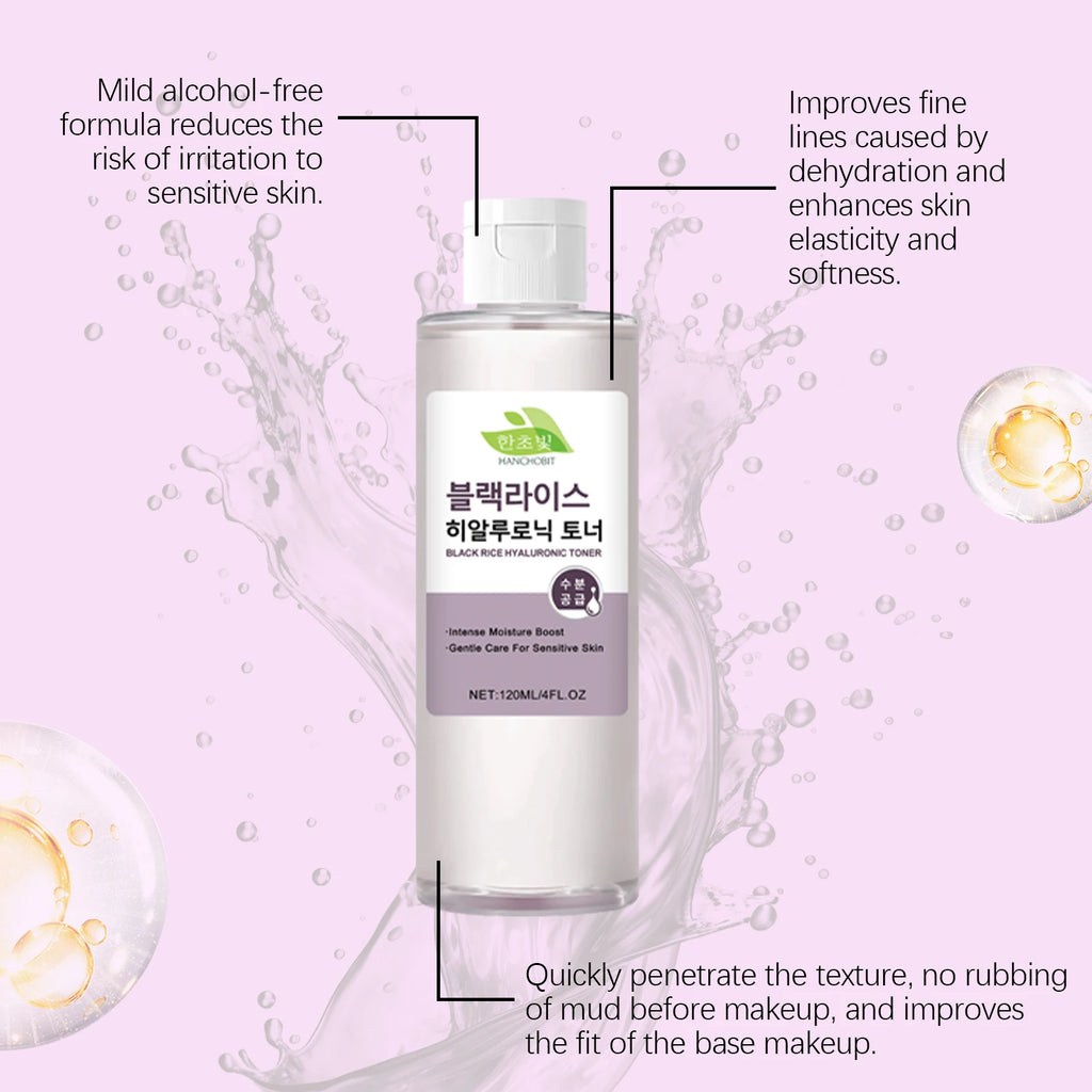Black Rice Hyaluronic Acid Toner: Daily Deep Hydrating & Gentle Facial Essence Toner for Moisturizing Care Zpaxo