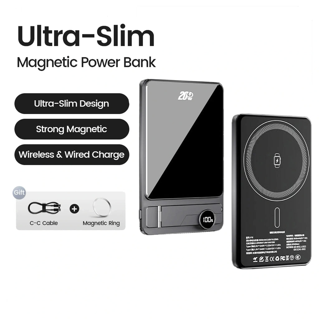 10000mAh Ultra Slim Power Bank Magsafe Magnetic Wireless 20W Fast Zpaxo 5000mAh-Grey