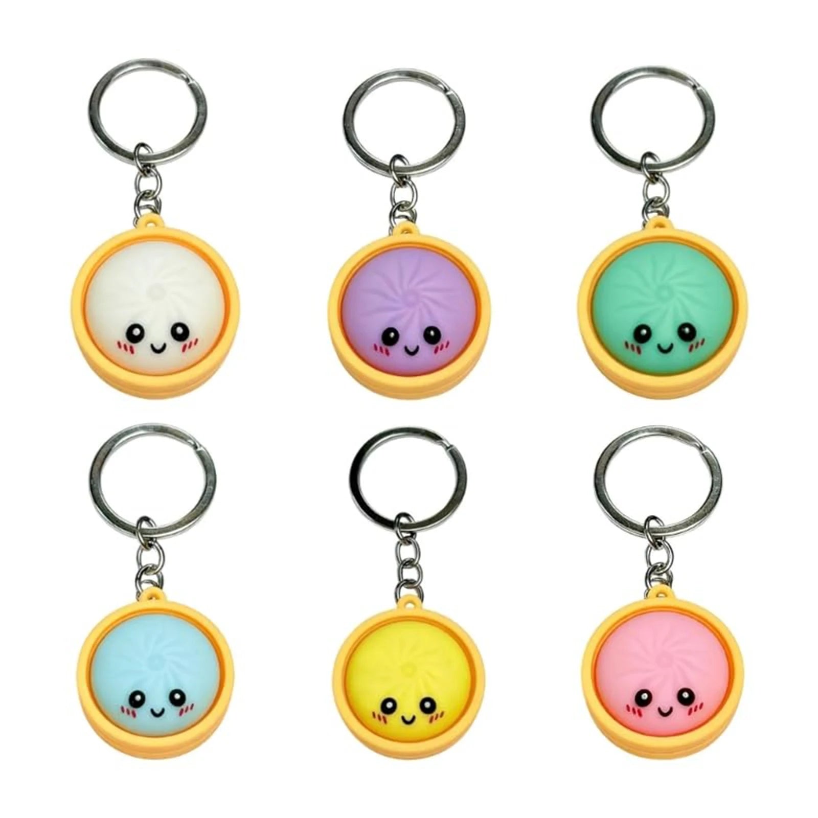 4-12PCS Simulation Dumpling Keyboard Clicker Stress Relief Toy Cute Keychains Decoration Gifts Emotion Fidgets Toy Mini Pendant Zpaxo Random 6pcs