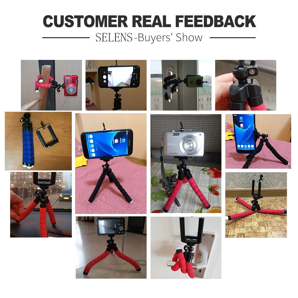 Flexible Octopus Tripod Phone Holder & Bluetooth Remote Flexible Phone Tripod Zpaxo