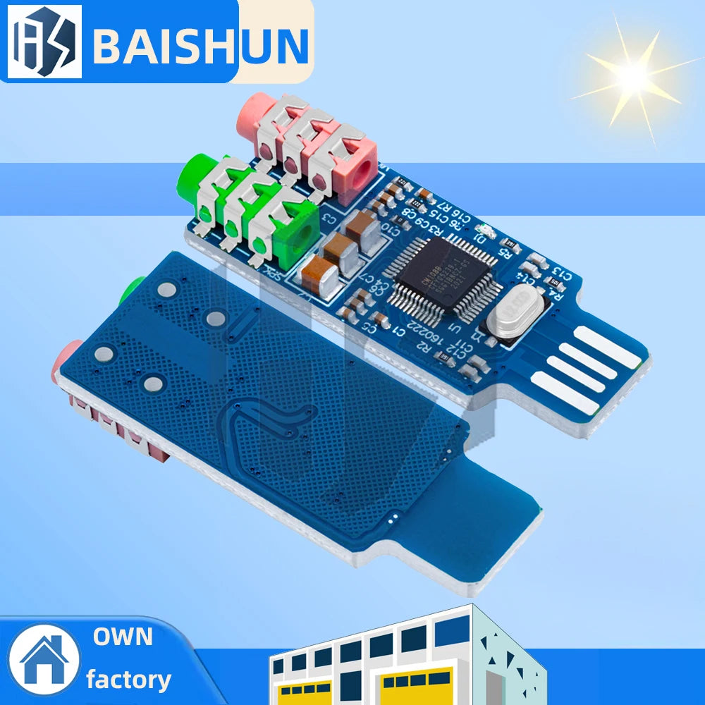 CM108 USB Audio Interface Module Driverless Plug-and-play External Zpaxo