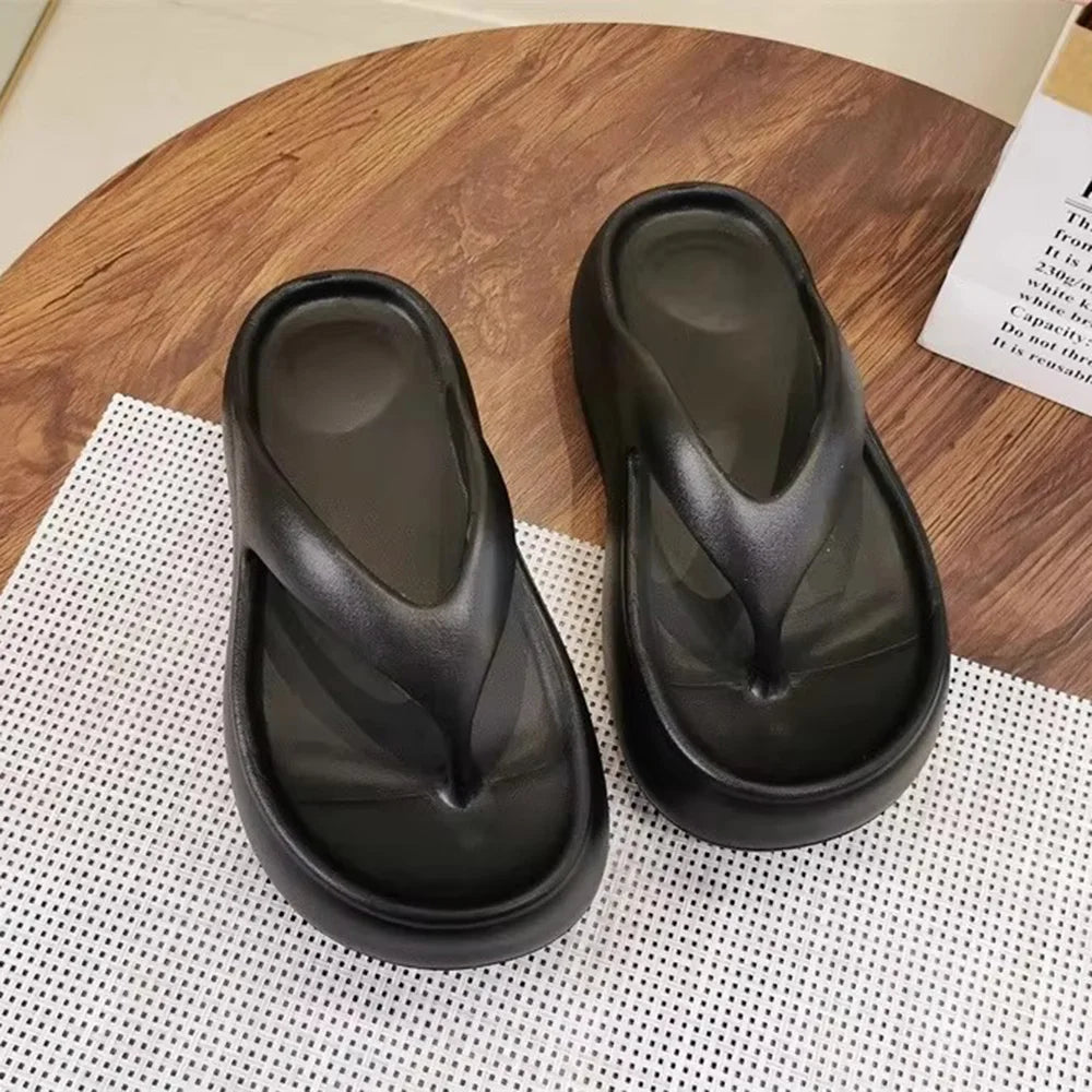 SHAJI Women Cloud Flip Flops Summer EVA Thick Platform Clip Toe