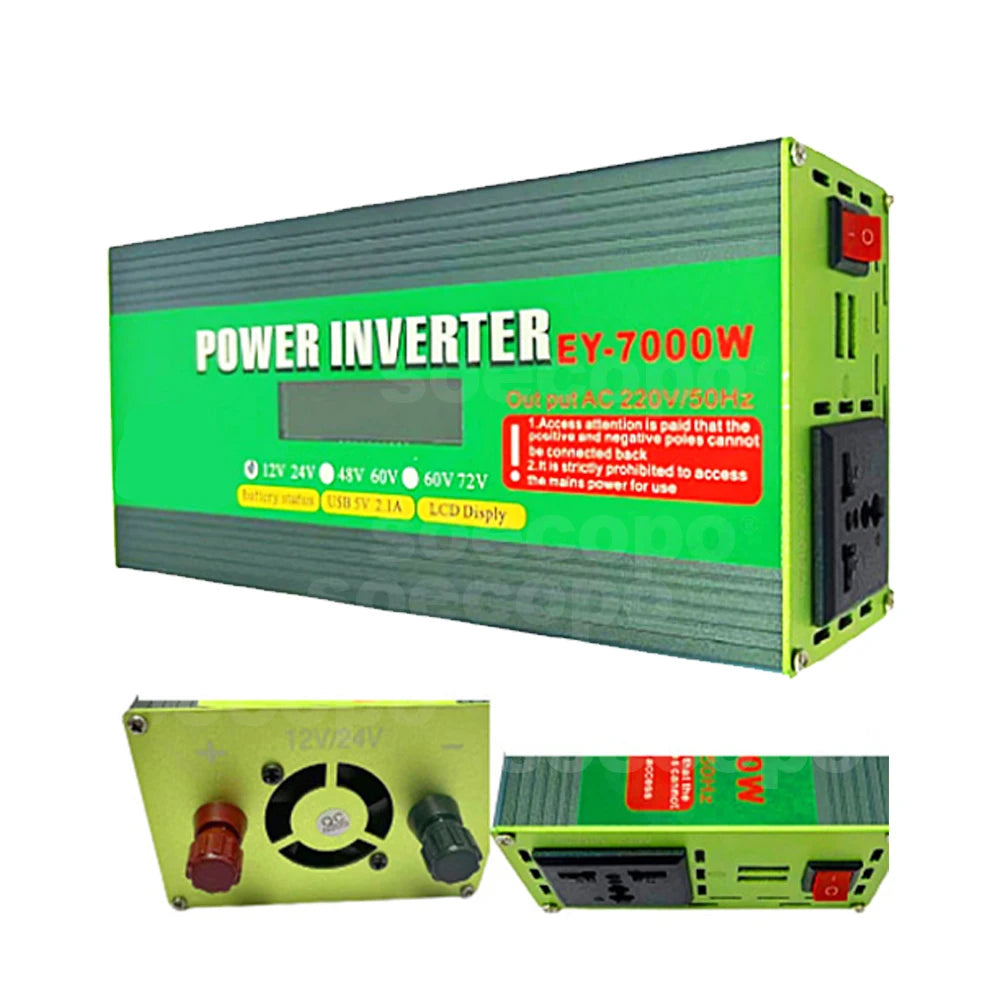 Smart Dual Voltage Inverter 7000W Peak Power LCD Screen Monitoring