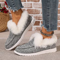Women Casual Shoes 2025 New Slip-On Platform Sneakers Women Thickened Fluff Shoes Winter Warm Faux Fur Lined Ankle Boots Women Zpaxo GRAY 40