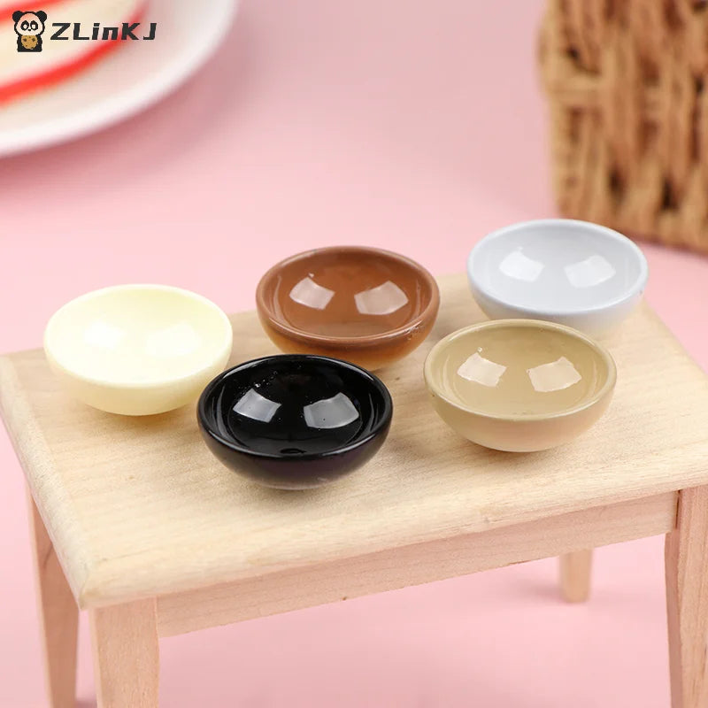 ▶10Pcs Miniature Bowl Dish Round 1/12 Scale Doll House Kitchen Dinning Accessory Zpaxo