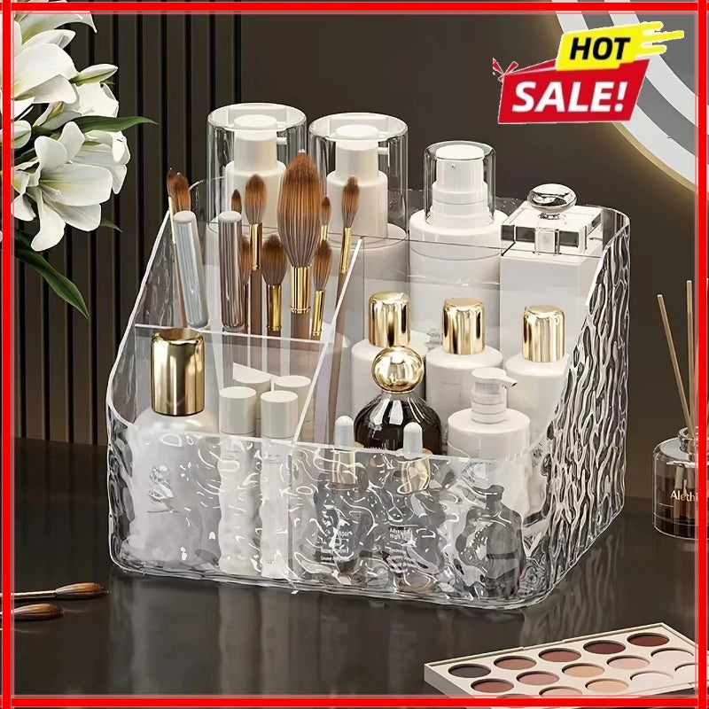 4-Compartment Clear Acrylic Makeup & Desk Organizer Storage Box Acrylic Desk Organizer Zpaxo