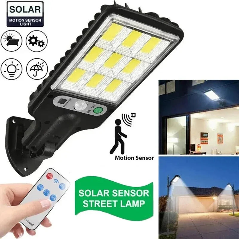 108 COB Solar Street Lamp – Motion Sensor, 3 Modes, Remote