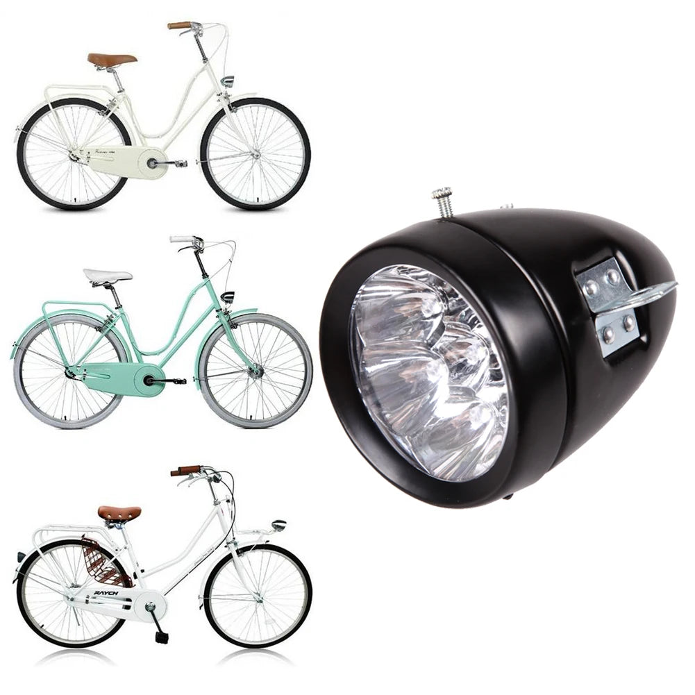 Retro Bike Front Light Lamp Accessory Vintage LED Bracket Headlight Zpaxo