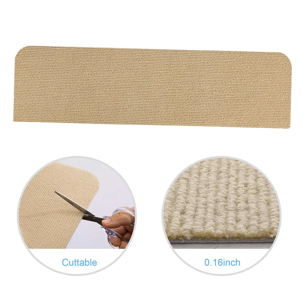 Anti-Slip Stair Tread Carpet 30x8in | Non-Slip Step Rug Mats Stair Tread Carpet Zpaxo Beig