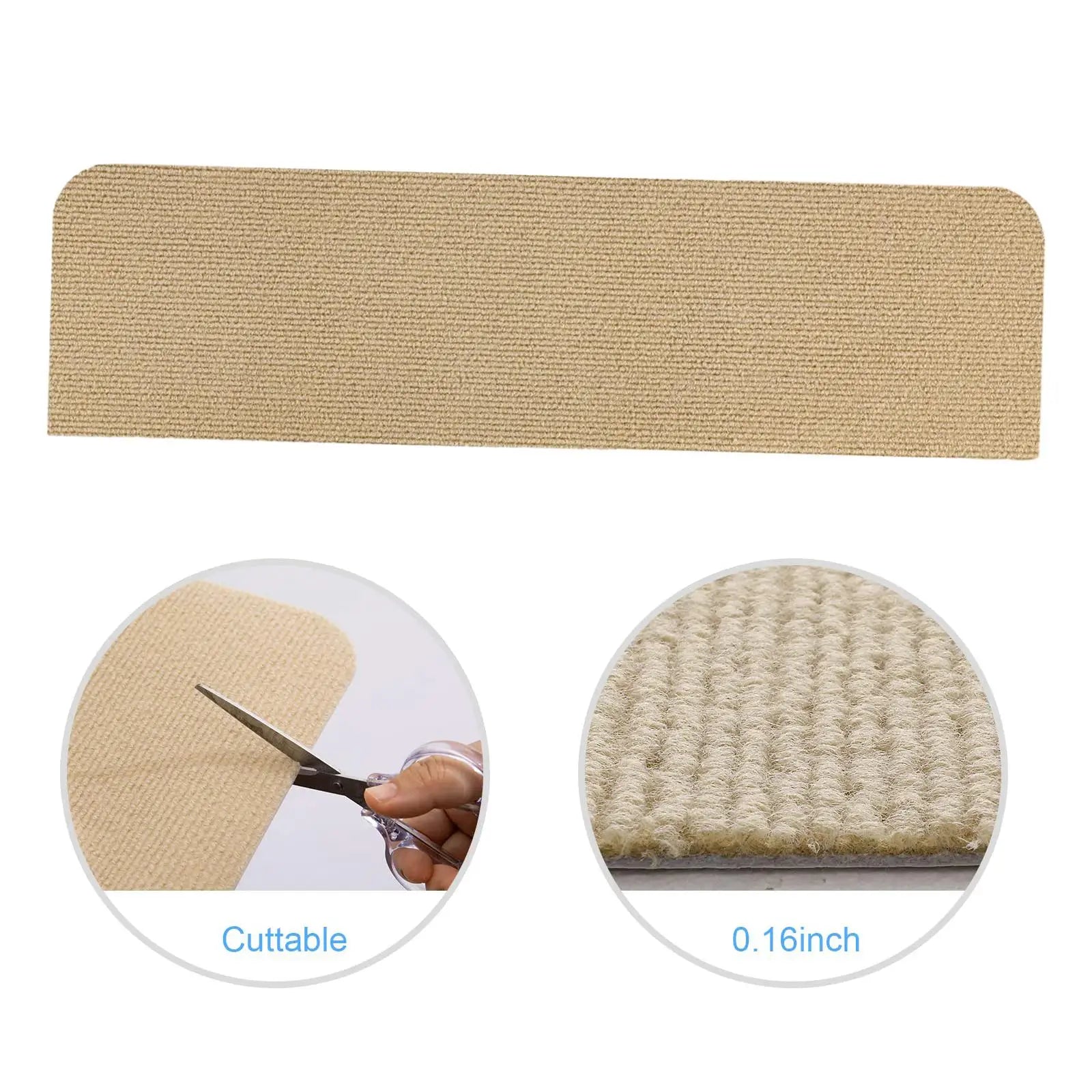 Anti-Slip Stair Tread Carpet 30x8in | Non-Slip Step Rug Mats Stair Tread Carpet Zpaxo Beig