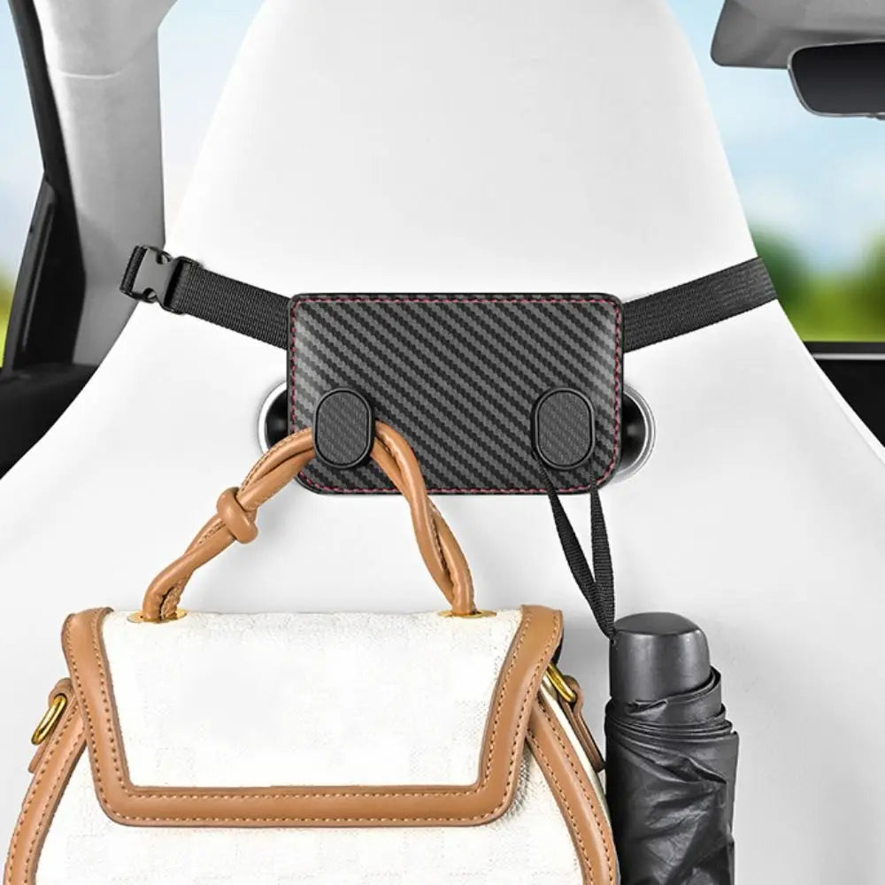 High Load-Bearing Car Headrest Hook Double Hook Soft Leather Auto Back Seat Storage Hook Wear-Resistant Multifunction Zpaxo