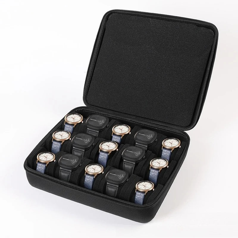 15-Slot Watch Case | Hard Shell Travel Organizer with Pillow Insert - Gift Ready (Black),suitable for smart watch storage Zpaxo 15 Slot
