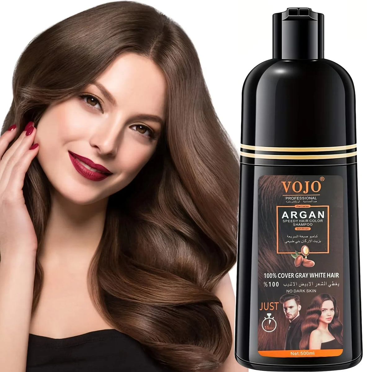 Natural Hair Dye Shampoo-3-in-1 Rapid Hair,Nourishing,Cleansing & Moisturising,Smoothing Black Hair Coloring Shampoo Unisex Zpaxo Brown