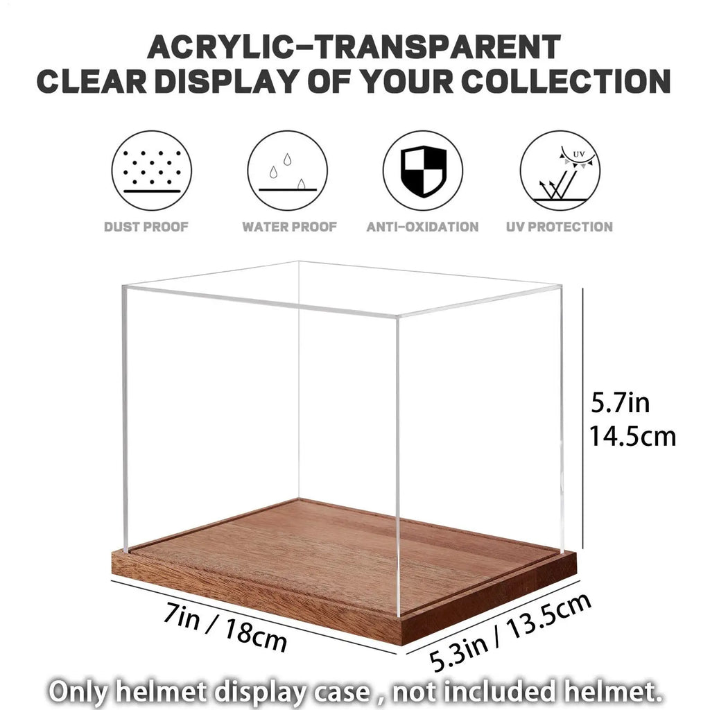 Helmet Case Display Case Full Size Clear Box with Wooden Stand Full Size Football Helmet Display Case for Sports Collectibles Zpaxo