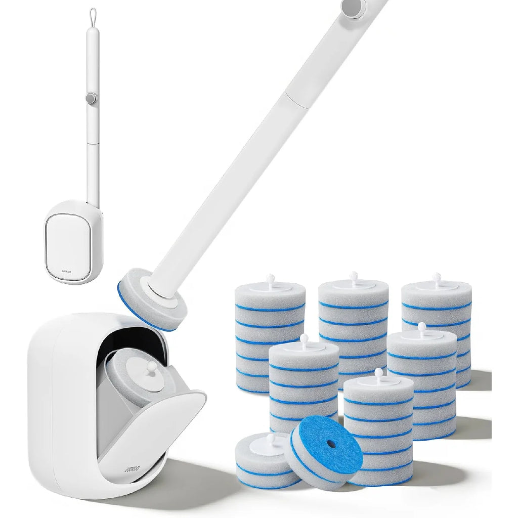 Disposable Toilet Brush Wall Mounted Toilet Cleaner with 36 Replacement Heads Deep Cleaning Toilet Scrubber and Holder Set Hygie Zpaxo Clear
