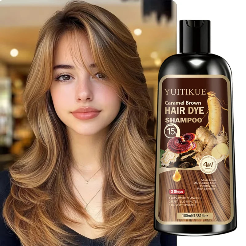 Herbal Hair Dye Shampoo – Reishi & Ginseng, Caramel Brown Hair Dye Shampoo Zpaxo Default Title