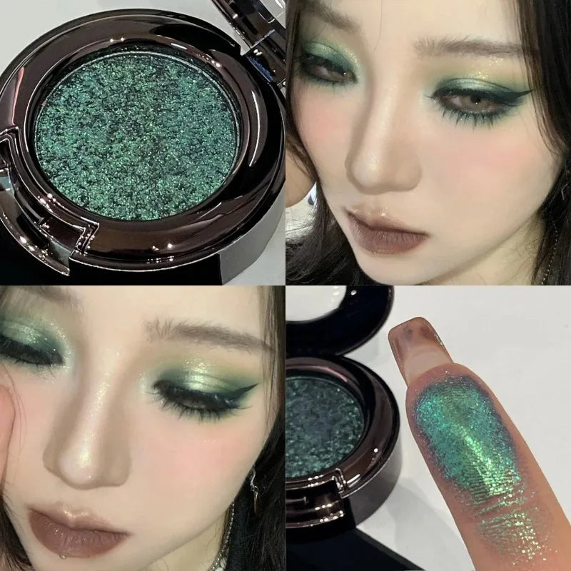 Metallic Glitter Eyeshadow Cream Chameleon Butterfly Green Shimmer Zpaxo 11