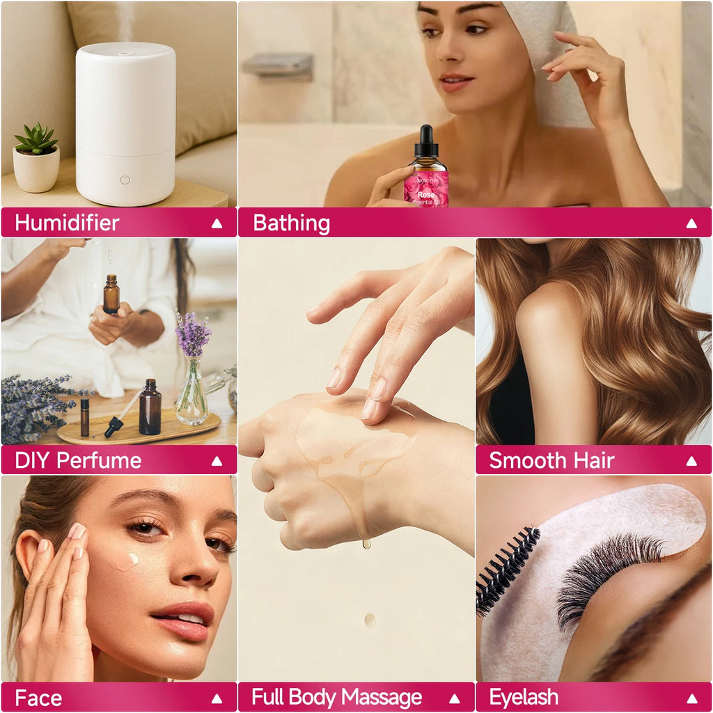 Rose Essential Oil Natural Fragrance Suitable Body Massage Treatments Zpaxo