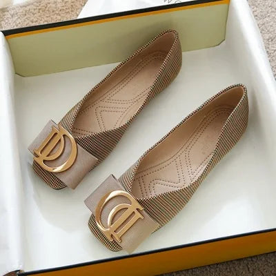 Large Size 44 45 46 Women's Flat Shoes for Women 2023 New Square Toe Luxury Ladies Loafers Women's Shoes Small Size 31 32 33 Zpaxo Beige 46