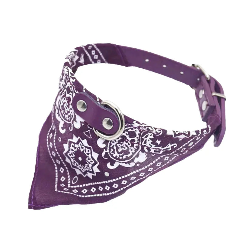 Adjustable PU Polyester Knit Pet Bandana Collar Scarf Saliva Towel Zpaxo Purple M-suit 7-15kg