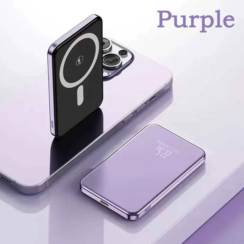 2026 New 10000mAh Portable Magnetic Wireless PowerBank PD22.5W Fast Charging External Battery for Magsafe for IPhone Samsung Zpaxo Purple 5000mAh