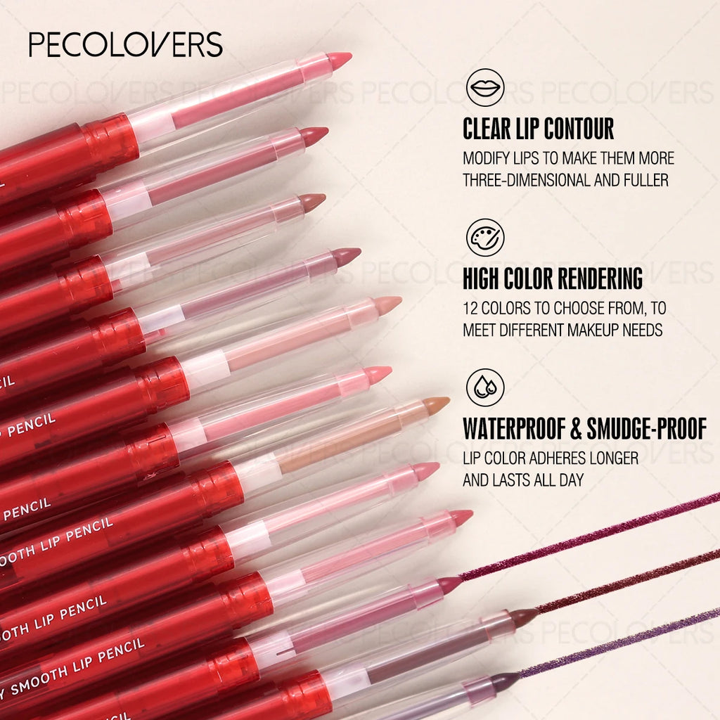 1PC Vibrant Colors Lip Liner, Colorfast, Easy to Color, Waterproof, , Not Sticky, Lightness, Portable Travel Makeup Zpaxo