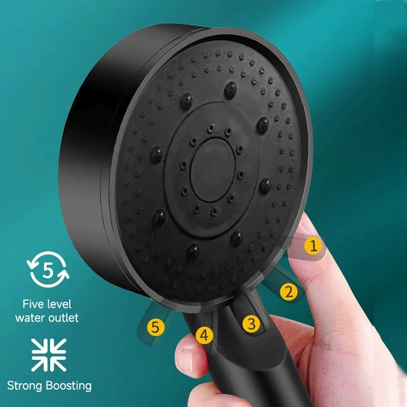 5 Modes Pressure Boost Shower Head Multifunction Adjustable Large Water Shower Nozzle Massage Bathroom Accessory Rain Shower Zpaxo