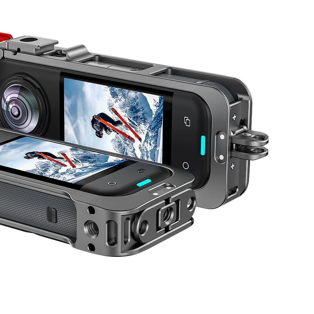 Aluminum Frame Cage Insta360 X5 Camera Metal Case Cold Shoe Housing