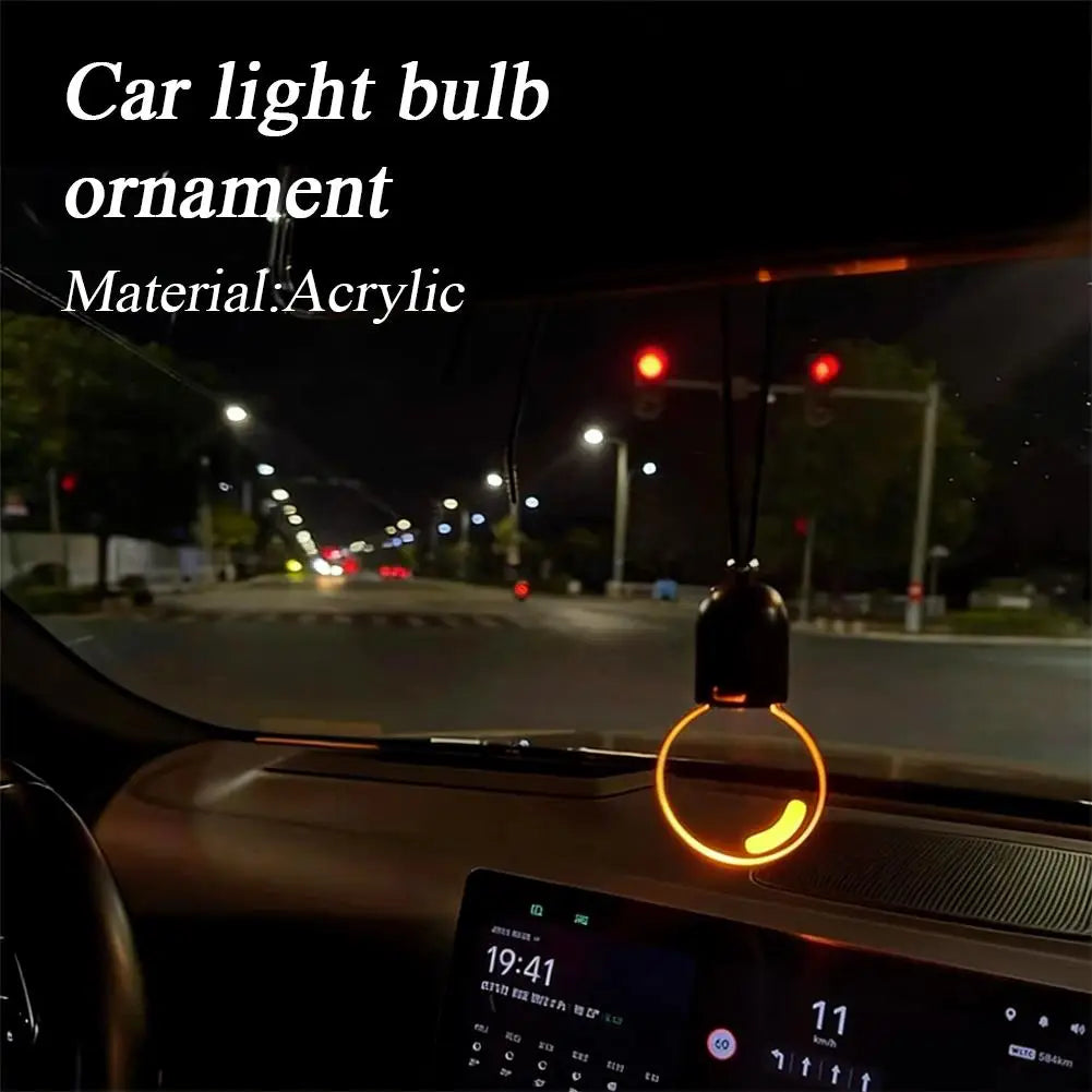Retro Bulb Car Rearview Mirror Pendant – Warm White LED Ornament Car Interior Ornament Zpaxo