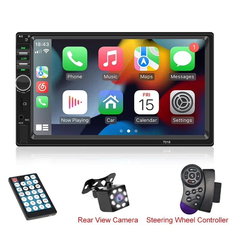Hippcron 7 Car Radio 2 Din Stereo Receiver Audio HD Mp5 Multimedia FM Zpaxo Control and Camera