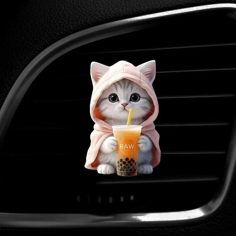 Car Outlet Vent Perfume Clips Cat Acrylic 2D Air Freshener Diffuser