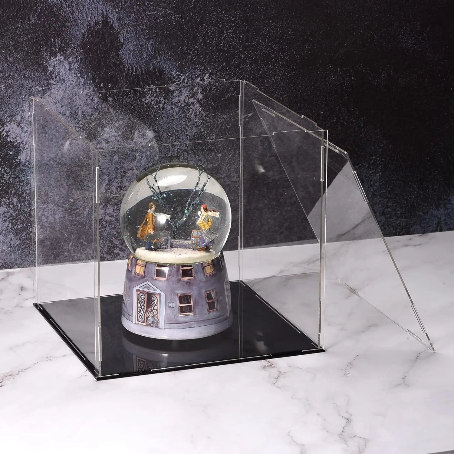 Clear Acrylic Cube Display Case with Black Base | Dustproof