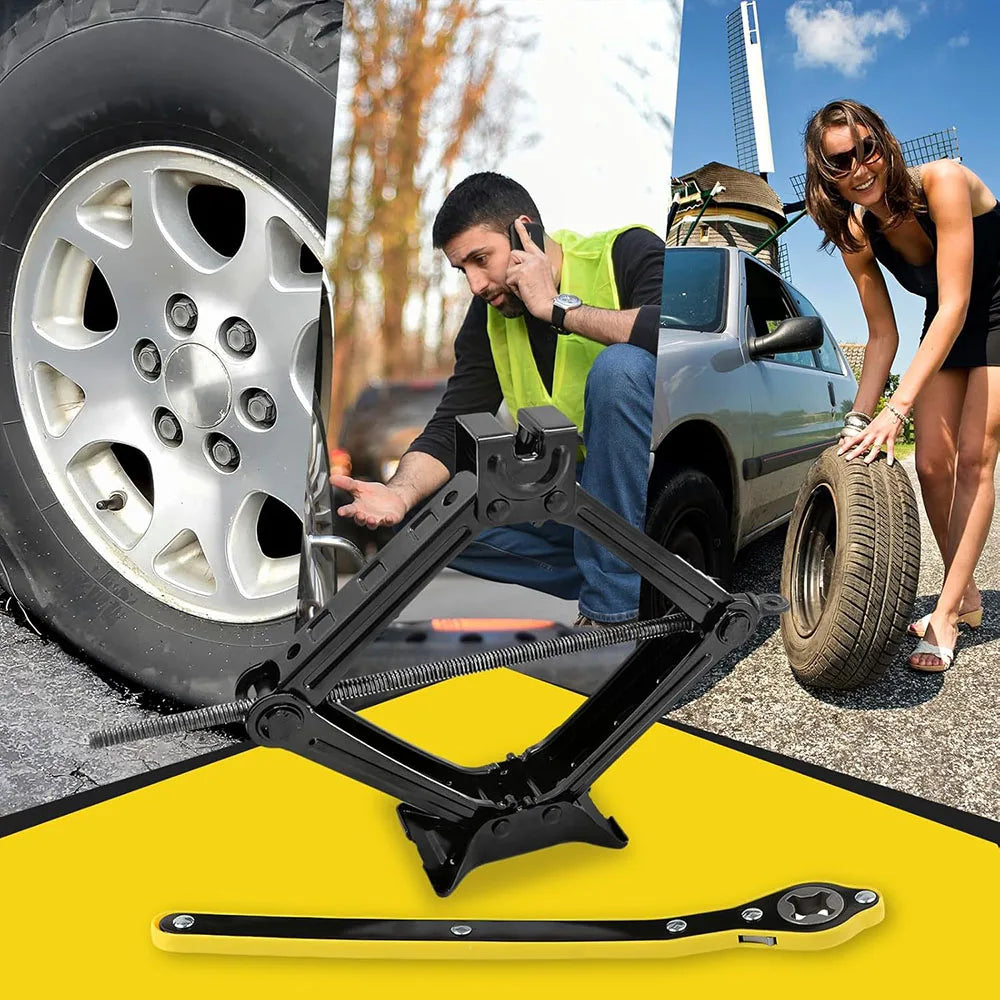 2T/3T Car Scissor Jack Auto Emergency Crank Lift Stand Labor-Saving Repair & Tire Replacement Tool with Wrench for SUV Vehicles Zpaxo