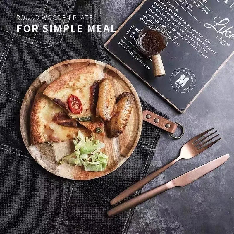 2026 New 15/20/25cm DIY Thinking Wooden Plate Round Tea Wooden Dining Plate Snack Bread Dried Fruit Plate Zpaxo