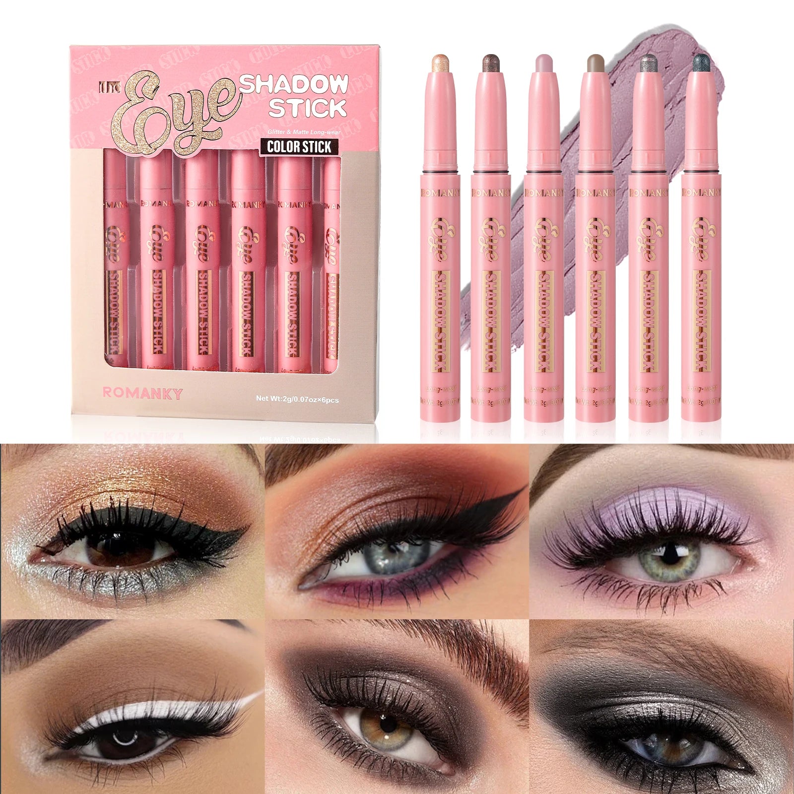 Matte Effect Eyeshadow Stick Natural Long-lasting Multi-purpose Shiny Zpaxo