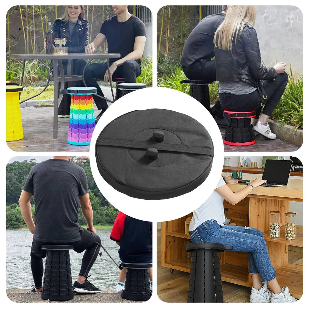 Telescopic Stool Cushion, Round Thickened Folding Seat Cushion Comfortable With Memory Foam Non-slip For Camping Stool Zpaxo