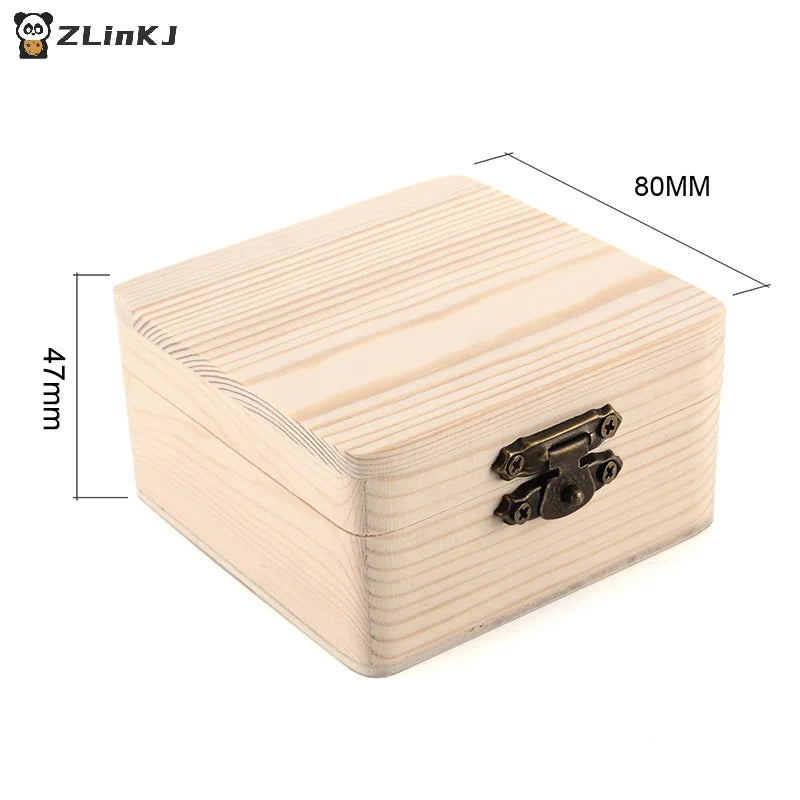 ▶1/2PCS Wooden Square Hinged Storage Box Craft Gift Box Handmade Case Home Sundries Storage Box, 8x8x4.7cm Zpaxo