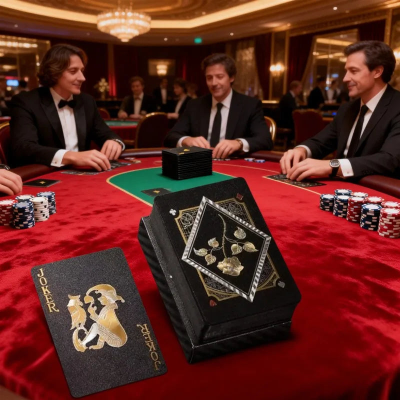 Waterproof Black Foil Playing Cards – 54-Card Poker Deck