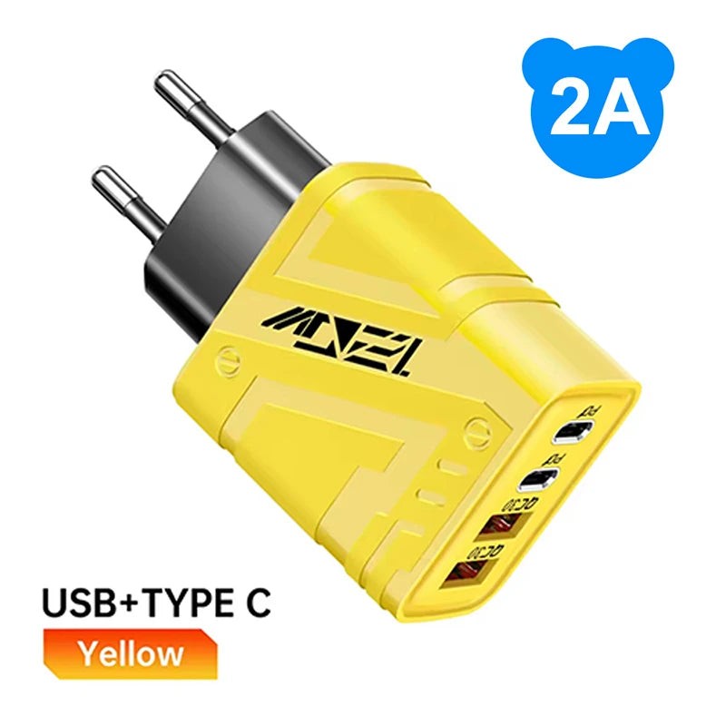 120w 4 Ports Usb C Charger Fast Charging 3 0 Phone Wall Adapter Eu Us