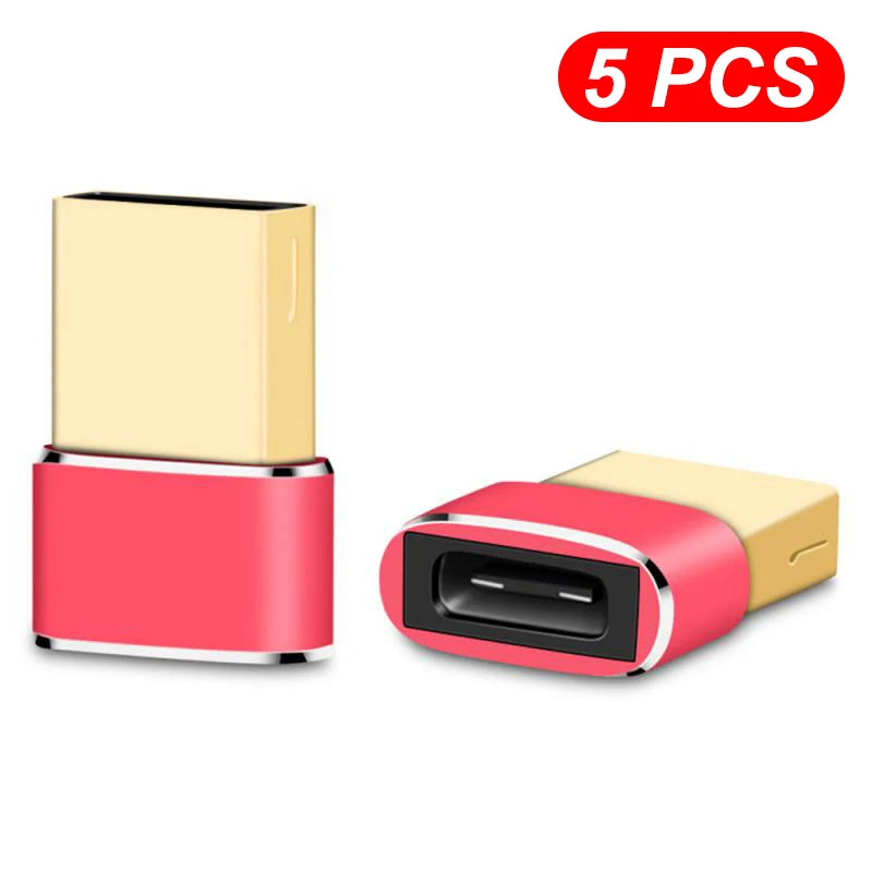 1- USB C OTG Adapter USB-A Male Type-c Female Converter Connector Zpaxo 5PCS Red