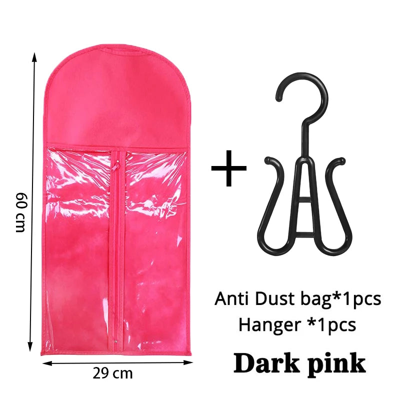 1Set Wig Storage Bag With Hanger Hair Bags With Plastic Hanger For Virgin Hair Black Wig Organizer Hangers For Multiple Wigs New Zpaxo pink 1set